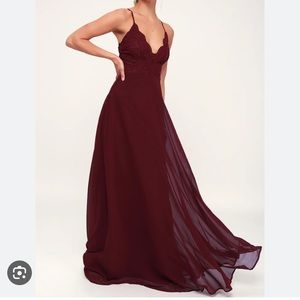 Lulus Madalyn Burgundy Lace Maxi Dress